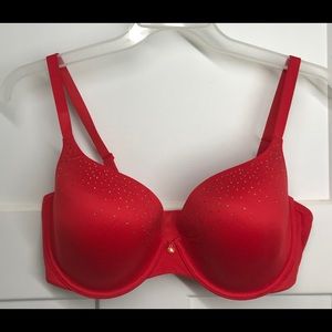 VICTORIA’S SECRET 36DD Red Rhinestone Plunge Bra